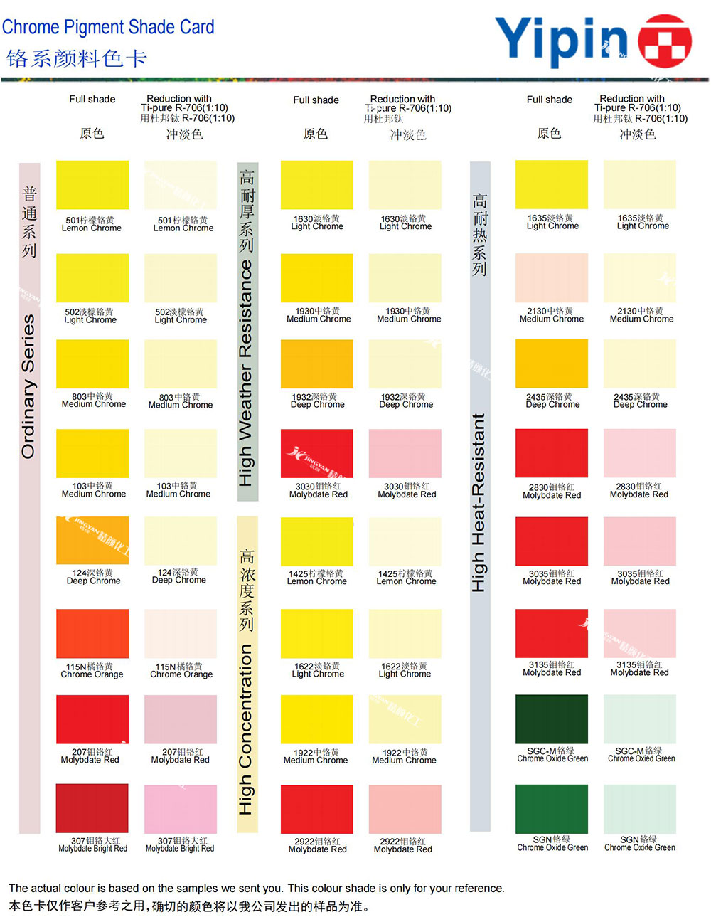 一品鉻系列顏料色卡