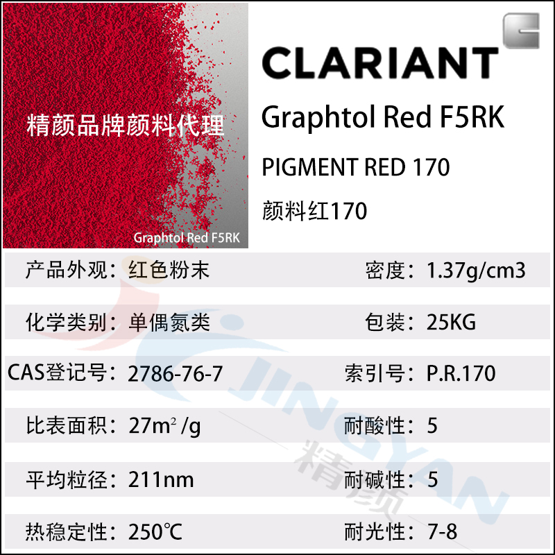 科萊恩高透明顏料紅Graphtol Red F5RK高透明有機(jī)顏料(顏料紅170)