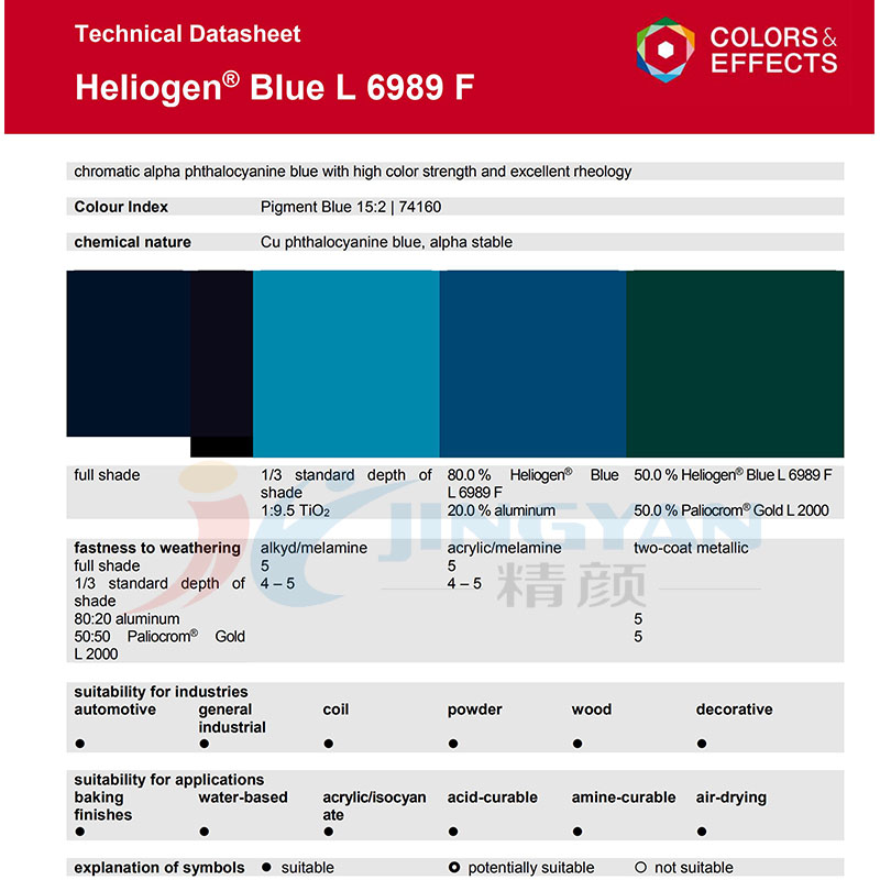 巴斯夫L6989F高透明鈦菁藍BASF Heliogen Blue L6989F顏料藍15:2